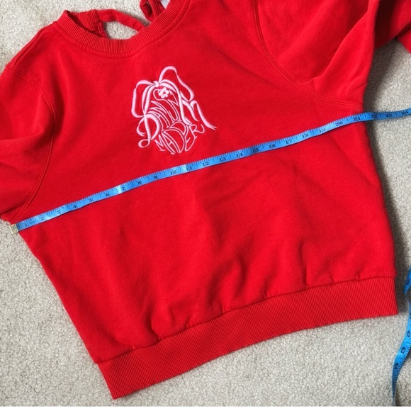 Damson Madder Sweatshirt Feminine Logo Self Tie Bow Back Red Worn In Look Size 8 - Picture 12 of 16